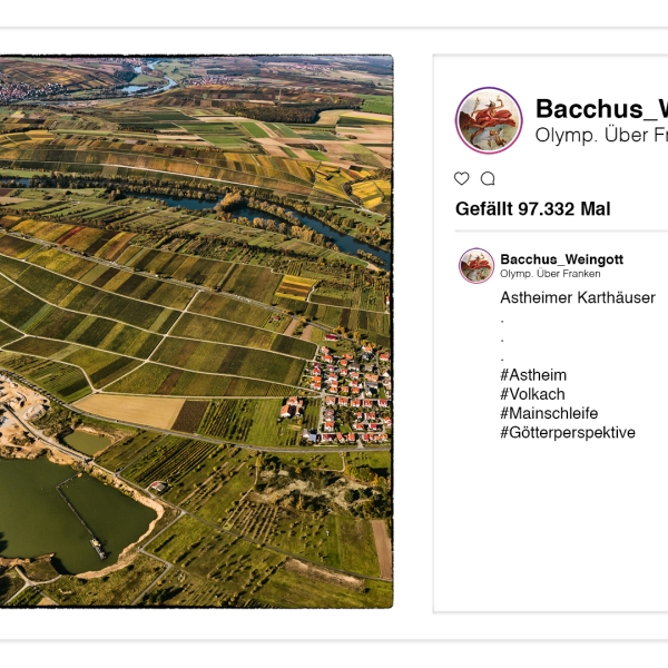 Weingott Bacchus p(r)postet aus dem Olymp