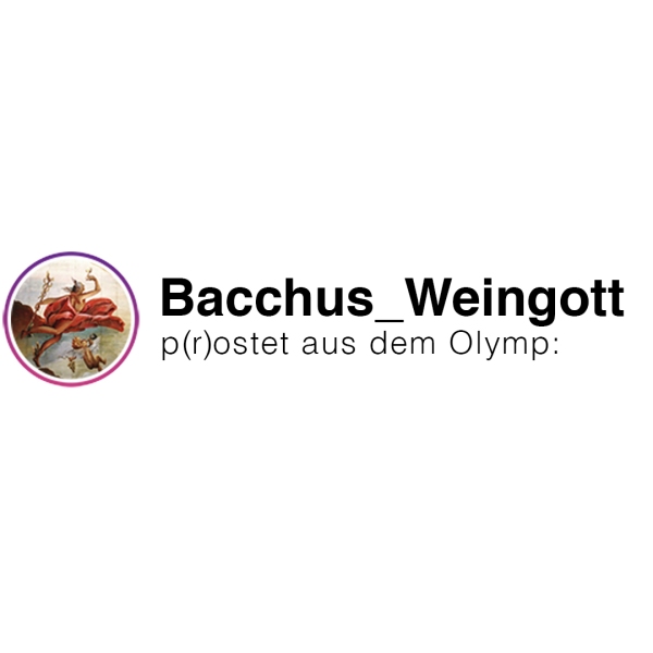 Weingott Bacchus p(r)postet aus dem Olymp
